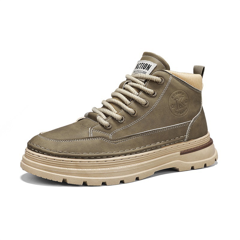 Zapatos de hombre 2024 invierno nuevos zapatos de trabajo de alto nivel retro botas de suela gruesa Martin estilo británico zapatos de cuero casuales al aire libre para hombre