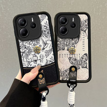 适用红米14C手绘A1手绳蝴蝶Note14Pro时尚11EP小米手机壳9A花鸟12