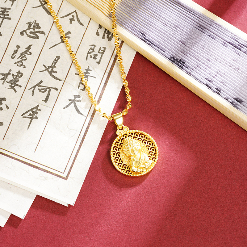 Guochao vietnamita colgante de oro de arena retrógrado hueco Tathagata Buda Xiangyun colgante único accesorios de joyería retrógrado al por mayor