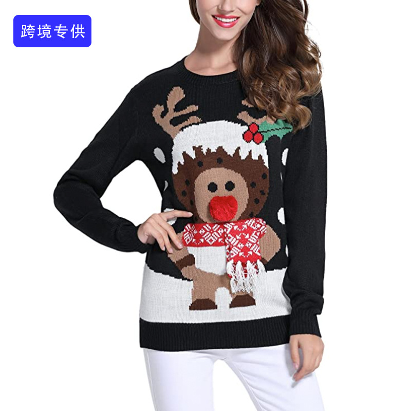 2024 popular UglySweater festival de navidad ChristmasSweater cuello redondo prendas de punto femenino