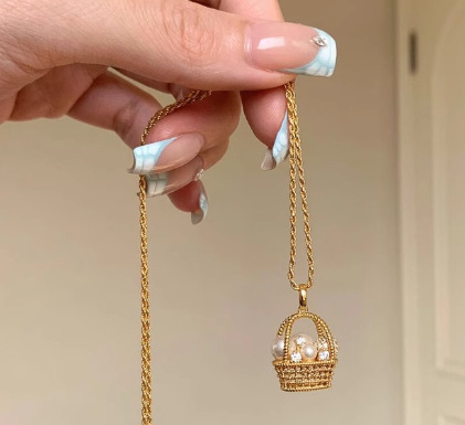 HXL-0329 트위스트 체인 작은 꽃바구니 목걸이