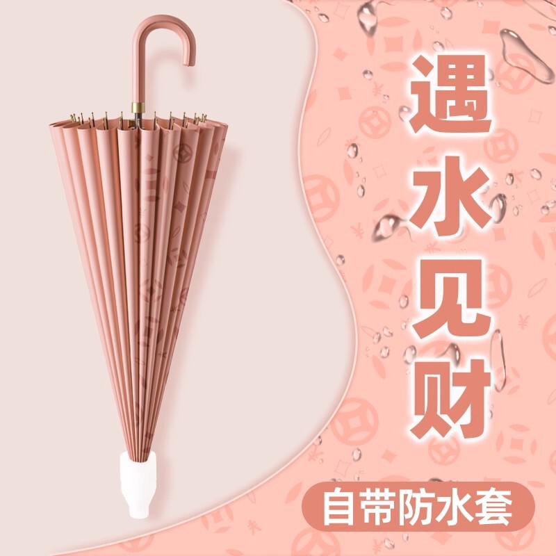 Hook 24-Bone Waterproof Case Umbrella Men's Large Double Long Handle Umbrella Automatic Women's Strong Anti-Storm Extra Large Straight Umbrella