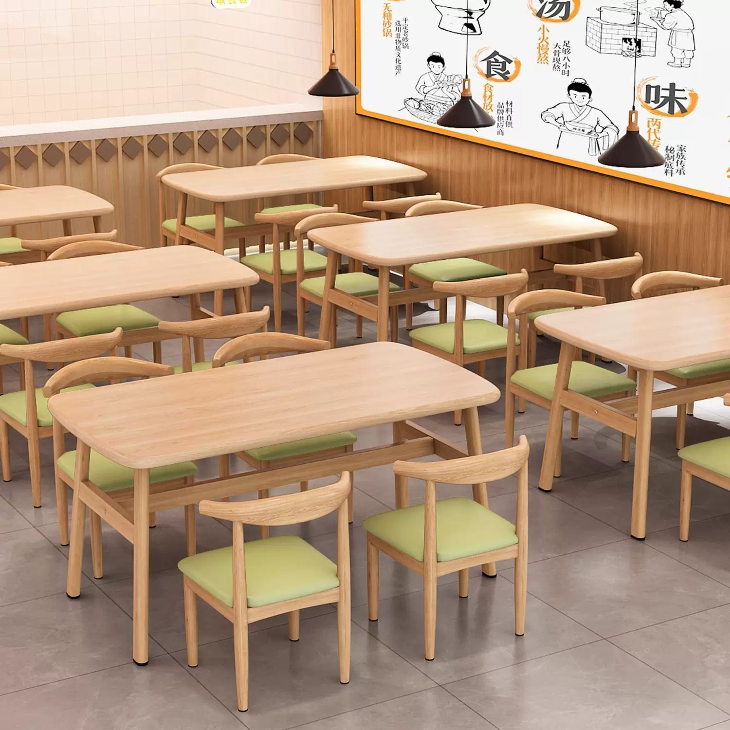 出租房快餐早餐小吃店奶茶商用网红桌子组合餐饮餐桌餐椅桌椅组合