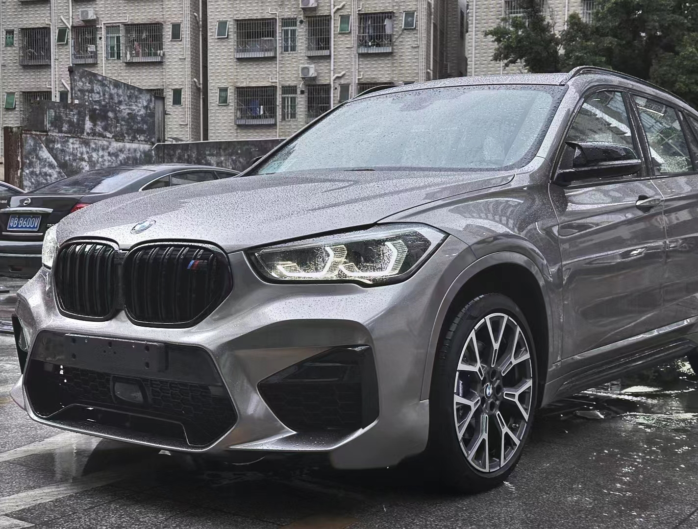 Bmw X1 Front Bumper Surround Kit m Sports Style Modified Abs Large Surround Front Bumper Grille Assembly