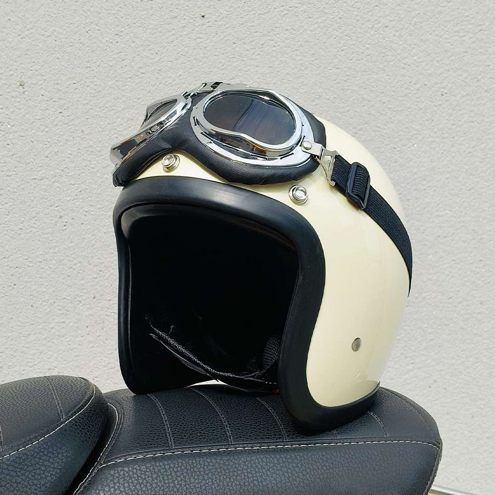 Motosiklet kaskı (dəbilqə) | Motuoche Helmet Retro Helmet - milky-yellow-xxxl