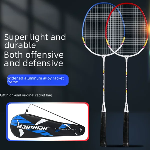 Factory wholesale Haoyuan badminton racket 2 Pack suit aluminum alloy offensive adult badminton racket with bag