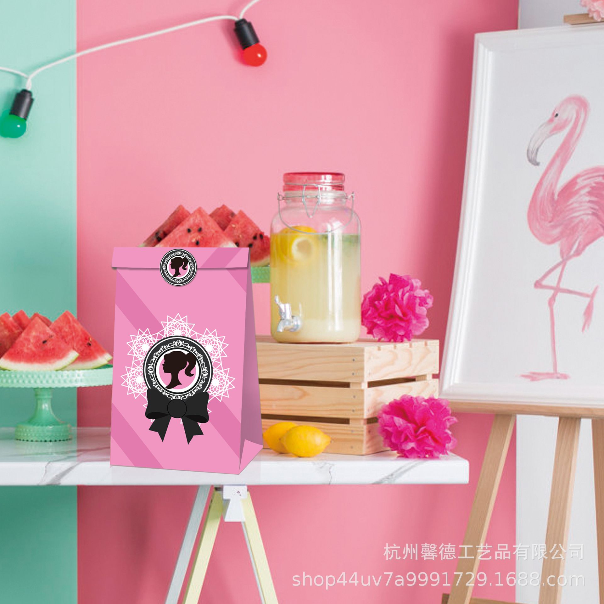 Lb122 Amazon Rosa hermosa niña niño Día de San Valentín chino Día de San Valentín fiesta caramelo regalo bolsa de papel Kraft