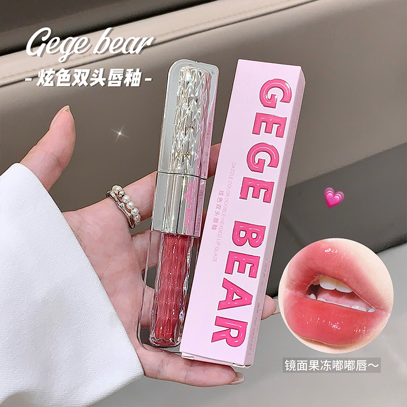 Gegebear deslumbrante doble esmalte labial mate espejo de agua no es fácil de descolorar lápiz labial al por mayor maquillaje transfronterizo