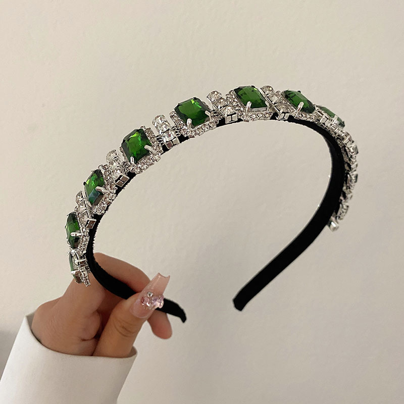 Nicho de alto grado completo diamante diadema temperamento Super brillante borde Delgado diadema moda reina barroca horquilla lavado de cara tocado