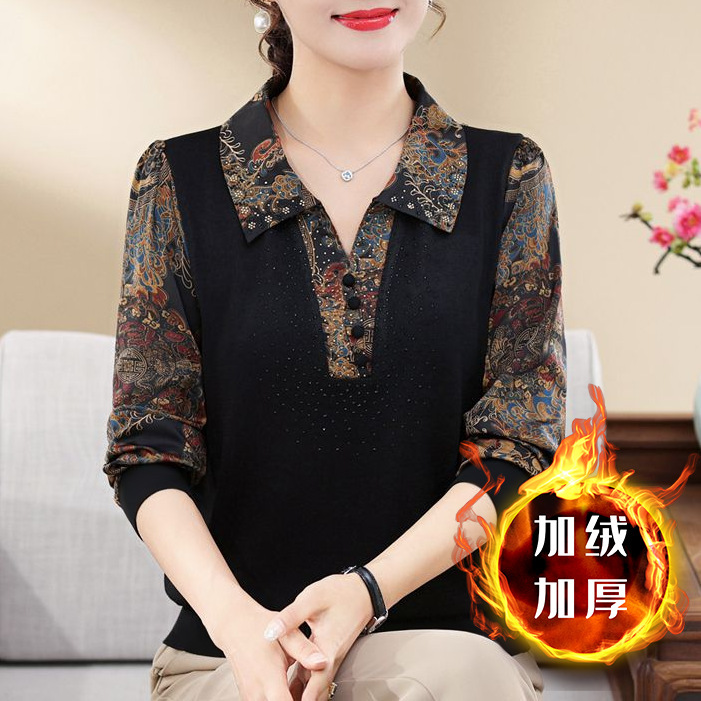 老年人春装女衬衫长袖中老年女装春秋季衬衣妈妈上衣洋气小衫恤|undefined