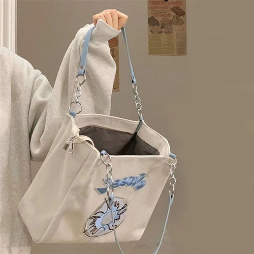 Bags Women's New High-end Tote Canvas Bag Large Capacity Handbag College Student Class Shoulder Bag