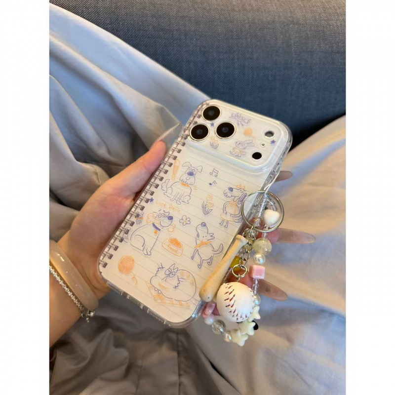 Cartoon Cute Doodle Pen Puppy Playing Baseball Suitable for Iphone17Promax Apple 16 Mobile Phone Case 15 New Model Cartoon Cute Doodle Pen Puppy Playing Baseball Suitable for Iphone17Promax Apple 16 Mobile Phone Case 15 New Model