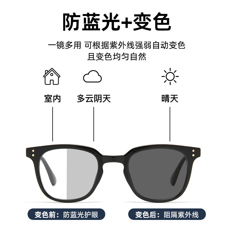 Nuevas celebridades de Internet que cambian de color, el mismo estilo de gafas anti-luz azul, gafas retro de moda para hombres, gafas planas de moda, transfronterizas para mujeres