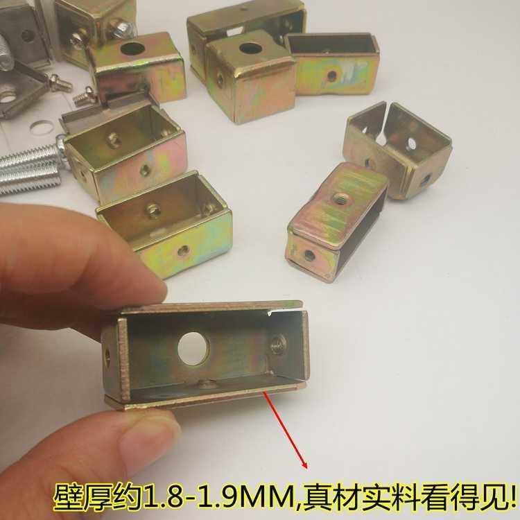 不锈钢方管拉手配件方塞牙片方对抽玻璃门大门拉手脚仿铜对收塞件