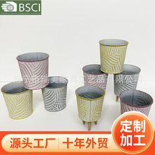 抹白涂层木手提麻布装饰方形铁皮花器园艺容器厂家直供批发花盆