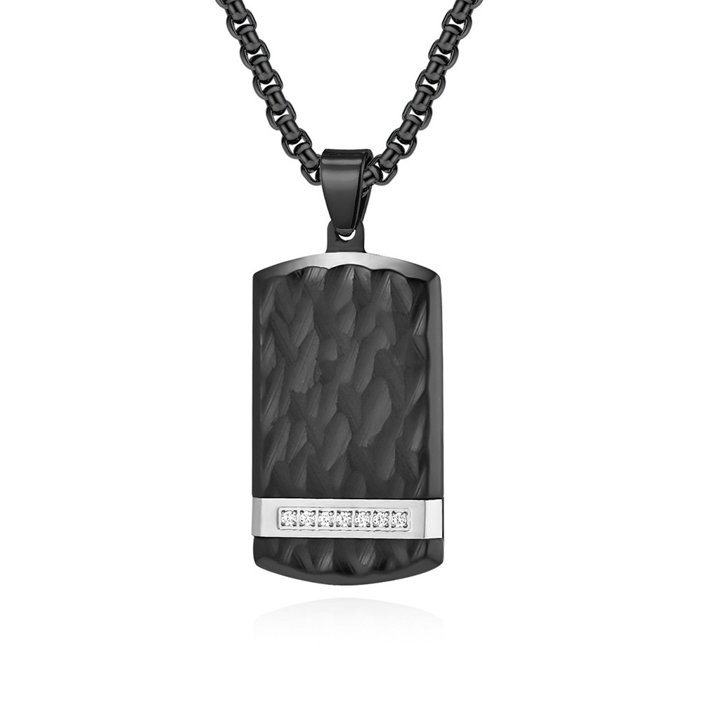 304 Stainless Steel Chain Material 1 Piece Quantity Simple Style Geometric 304 Stainless Steel Plating Inlay Rhinestones Men's Pendant Necklace Men Pendant Necklaces