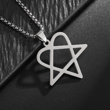 tmeu项链欧美风镂空爱心三角形金属项链批发简约不锈钢镀金项链