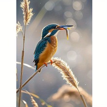 DIY 新款  嘴刁小鱼的鸟 钻石手工贴画客厅卧室装饰挂画钻石画创