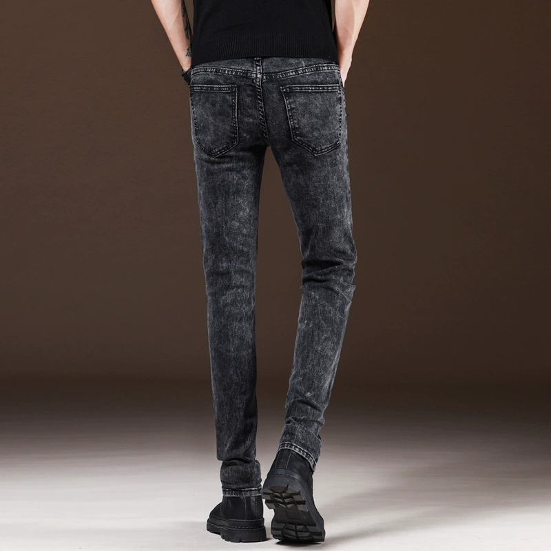 Весенние джинсы, эластичные трендовые брюки, со снежинками, slim fit