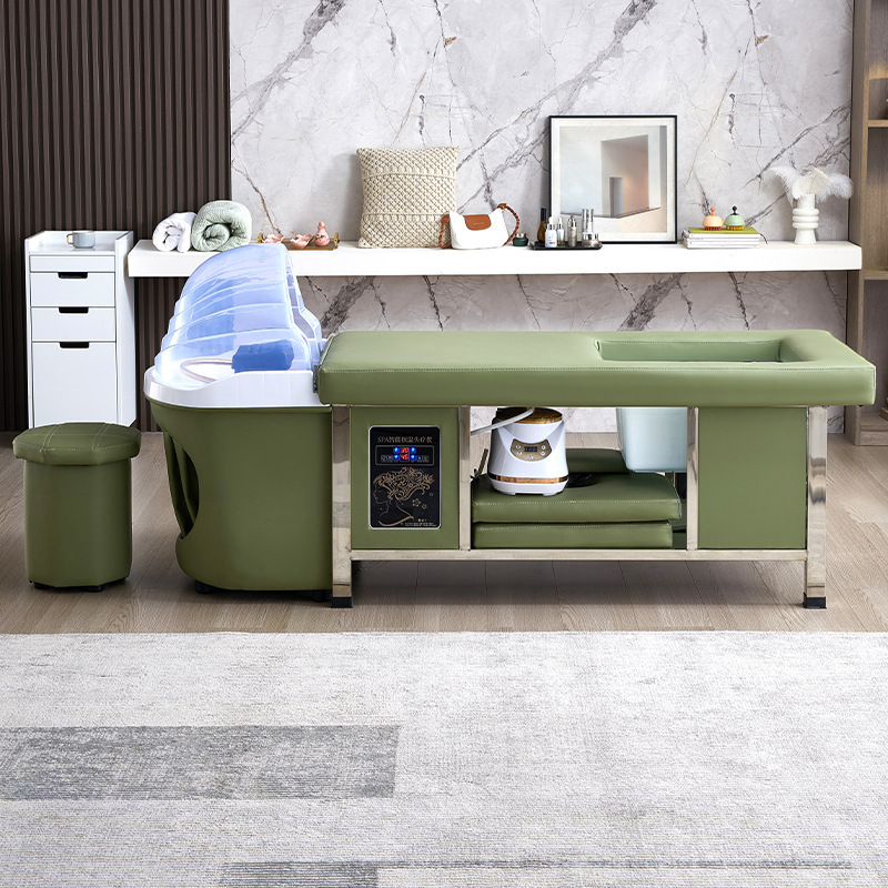 Cama eléctrica de alta gama para salón de belleza cama de lavado de cabello especial cama de masaje cama de terapia de cabeza de masaje circulación de agua fumigación baño de pies de marea