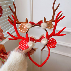 亞馬遜新款聖誕鹿角發箍髮飾兒童成人派對裝飾鈴鐺蝴蝶結頭箍裝扮