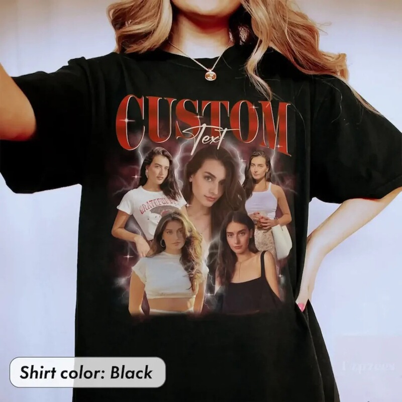 Customized Bootleg Rap T-Shirt Photo Retro 90S Style Insert Your Own Ideas Here Design Long Sleeve Customized Bootleg Rap T-Shirt Photo Retro 90S Style Insert Your Own Ideas Here Design Long Sleeve