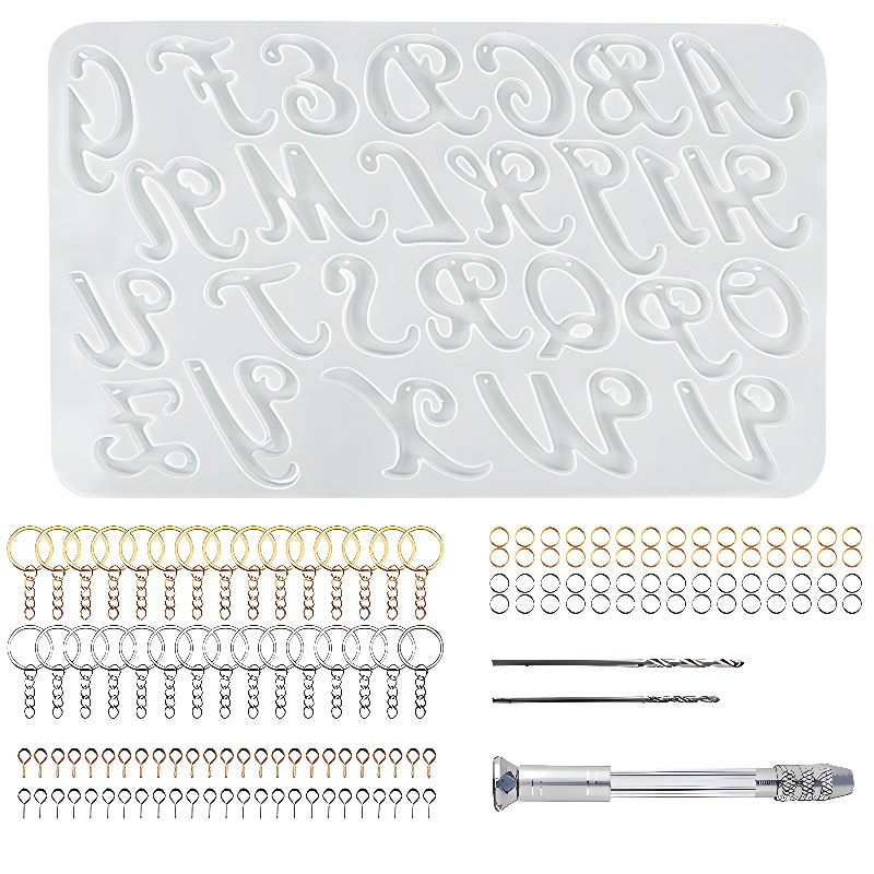 DIY cristal epoxi resina molde colgante 26 inglés llavero silicona molde Amazon