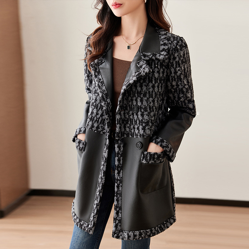 Women's Clothing new double sided Haining leather jacket_voghion.com