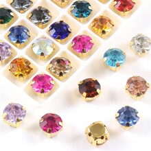 玻璃四角单爪 加厚底托水钻彩色抓钻 diy婚纱鞋包肠圈发饰手缝钻