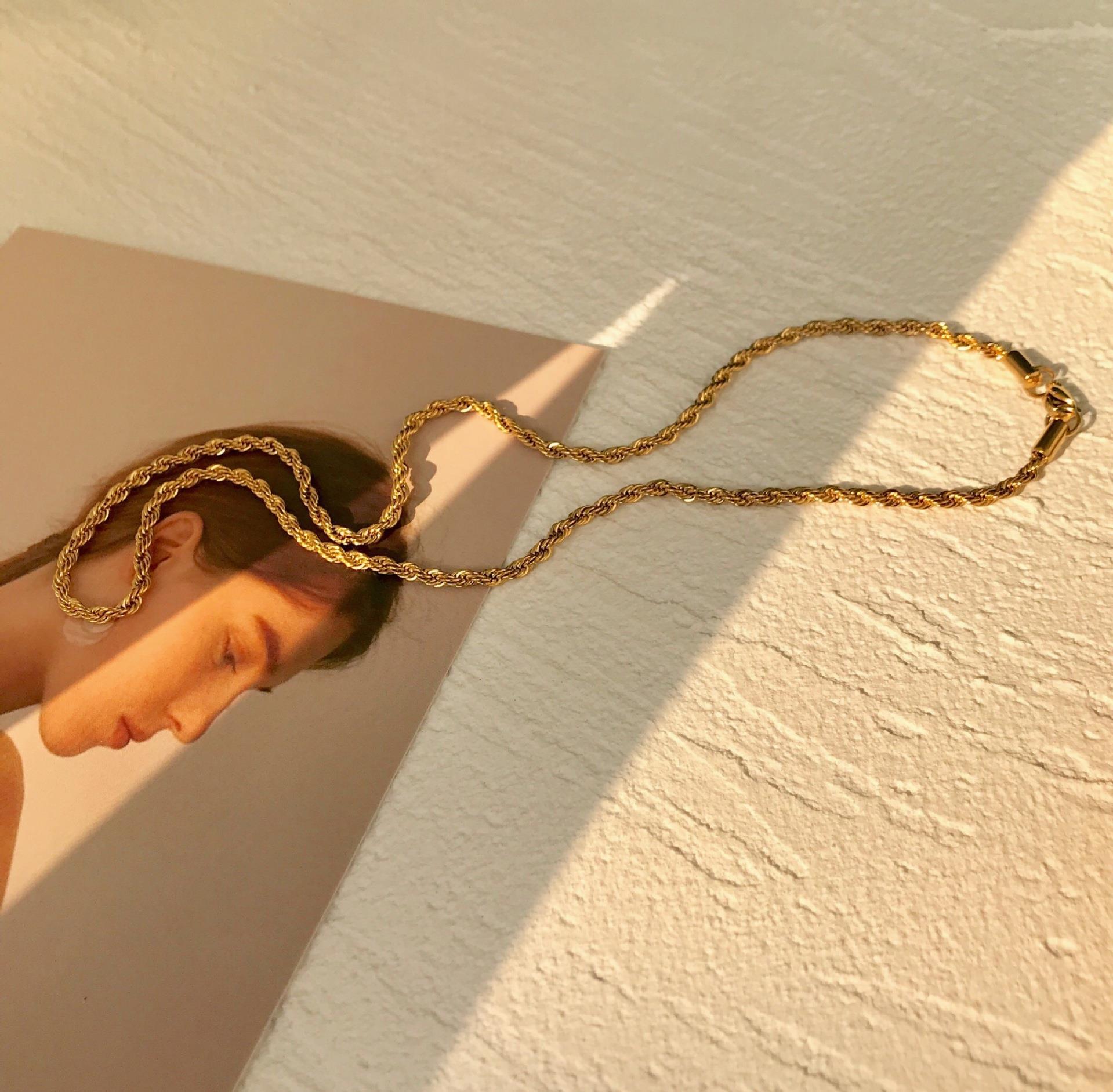 201 Stainless Steel Material Basic Geometric Stainless Steel Plating Necklace