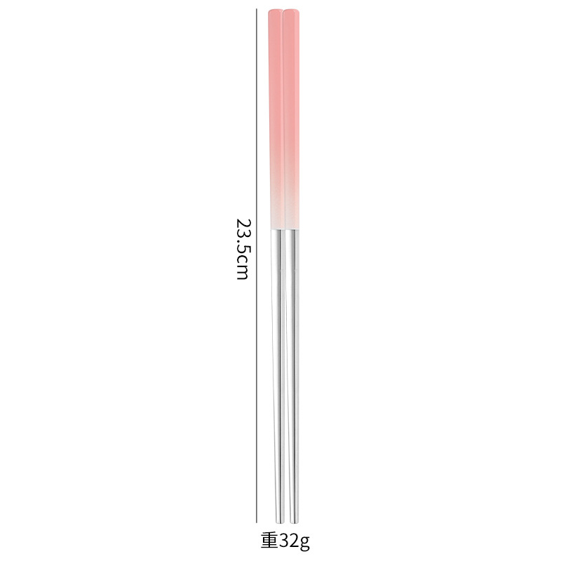 Fabricantes al por mayor 304 palillos de acero inoxidable hueco comedor antideslizante anti quemado palillos graduados coloridos palillos