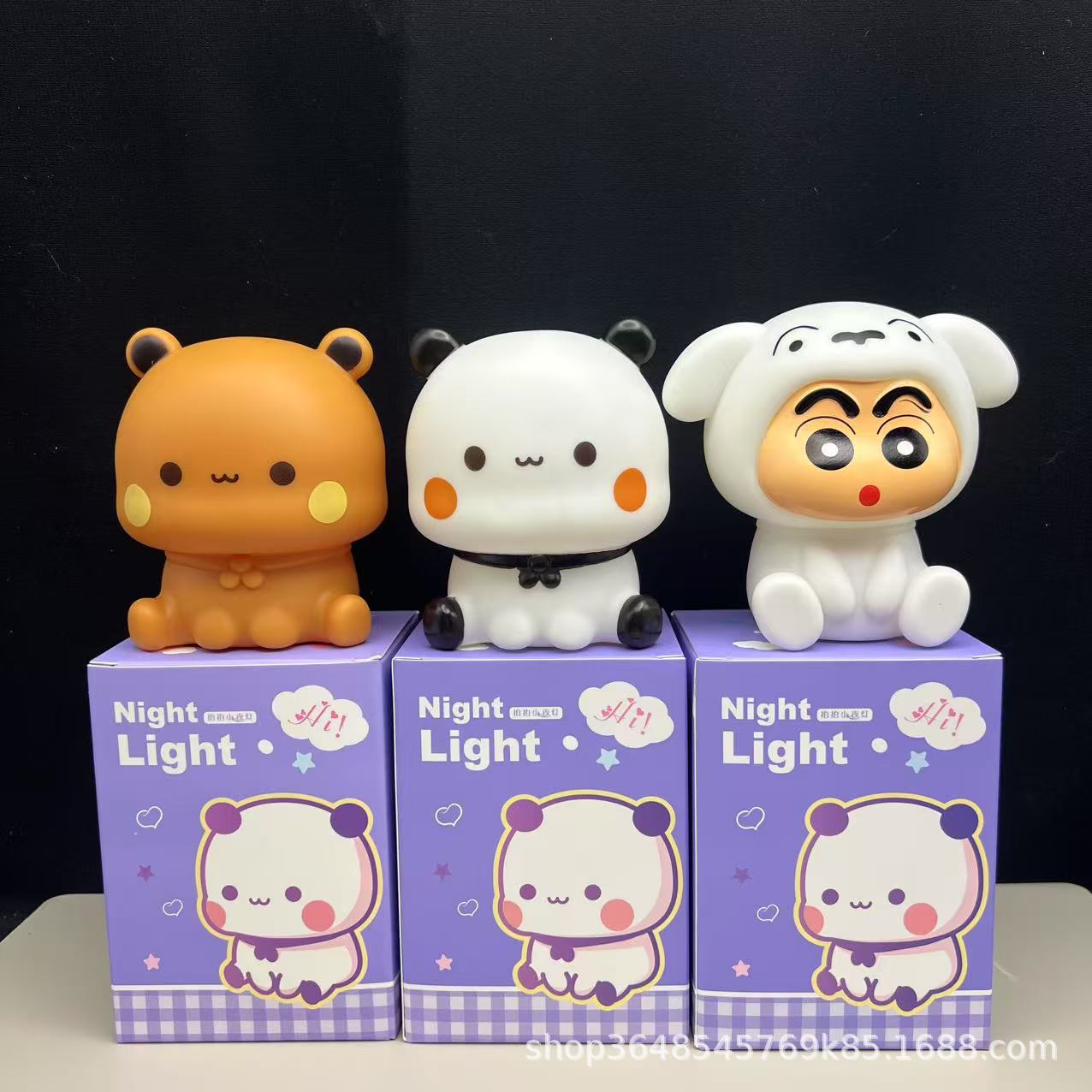 跨境小新小白搪胶小夜灯创意摆件桌面床头摆件三档调节柔光拍拍灯