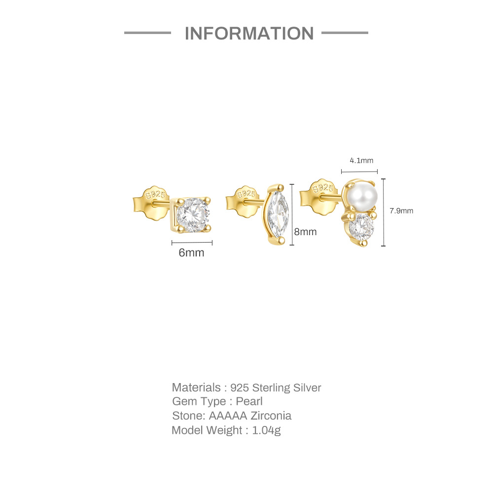 3g Weight Ear Studs Classification 1 Set Quantity Daily Occasion 925 Sterling Silver Material Star, Butterfly Pattern Women's Gender Plating Design Simple Style Style 1 Set 925 Sterling Silver Star Butterfly Ear Studs 3