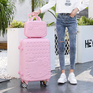 Luggage Net red 20 inch luggage case cartoon KT cat ins trendy female travel luggage case Small 24 inch password box