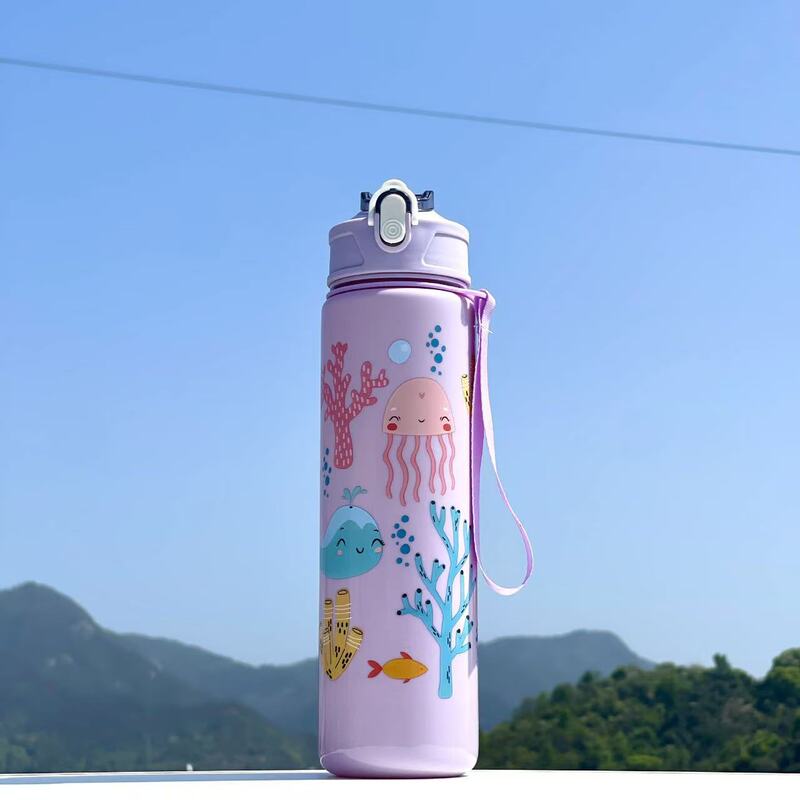 卡通高颜值水杯大容量提绳弹跳塑料杯学生儿童可爱杯子厂家批发|undefined