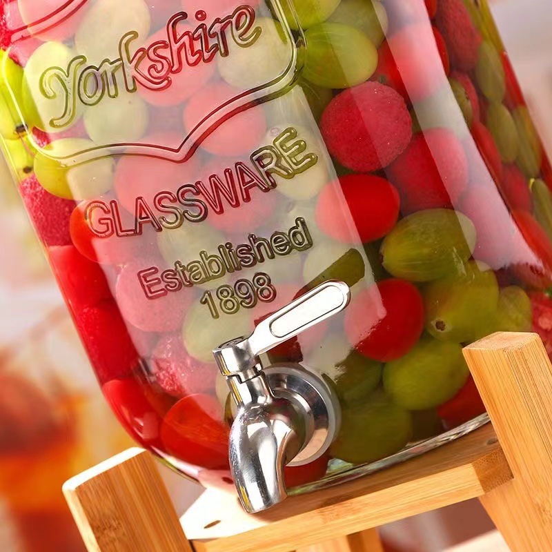 Celebridad de Internet de gran capacidad de vidrio comercial fruta barril de coque Fábrica directa jugo tarro enzima barril bebida barril con grifo