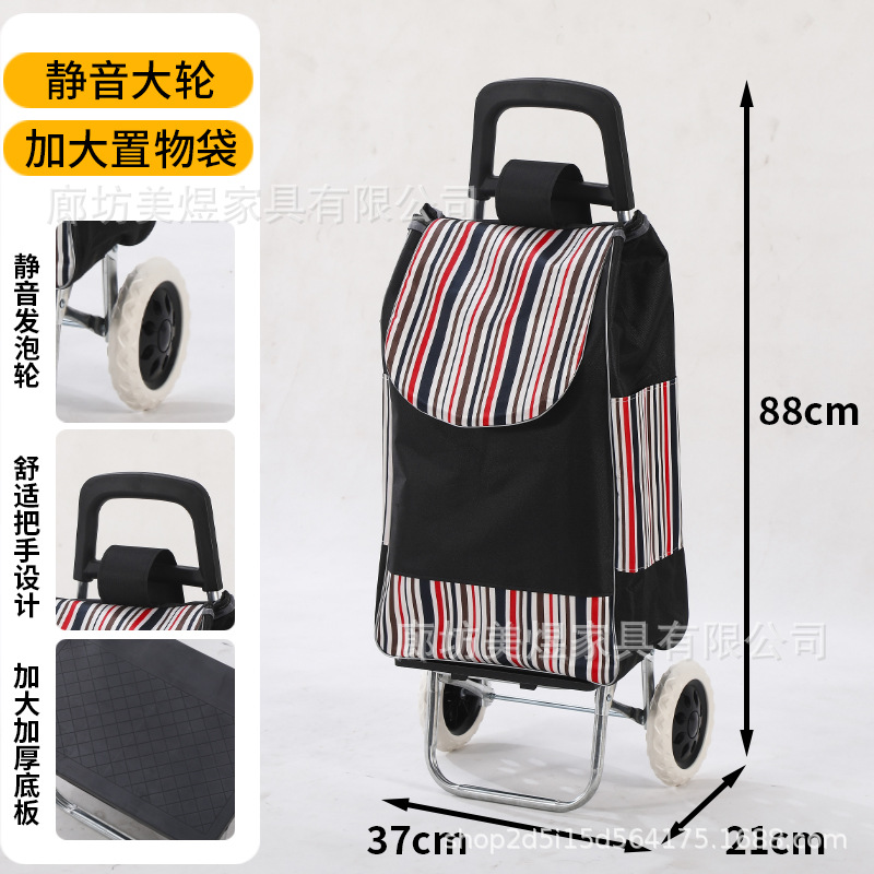 Carrito de compras plegable portátil para personas mayores para comprar verduras para el hogar pequeño carrito de varilla de tracción carro pequeño remolque