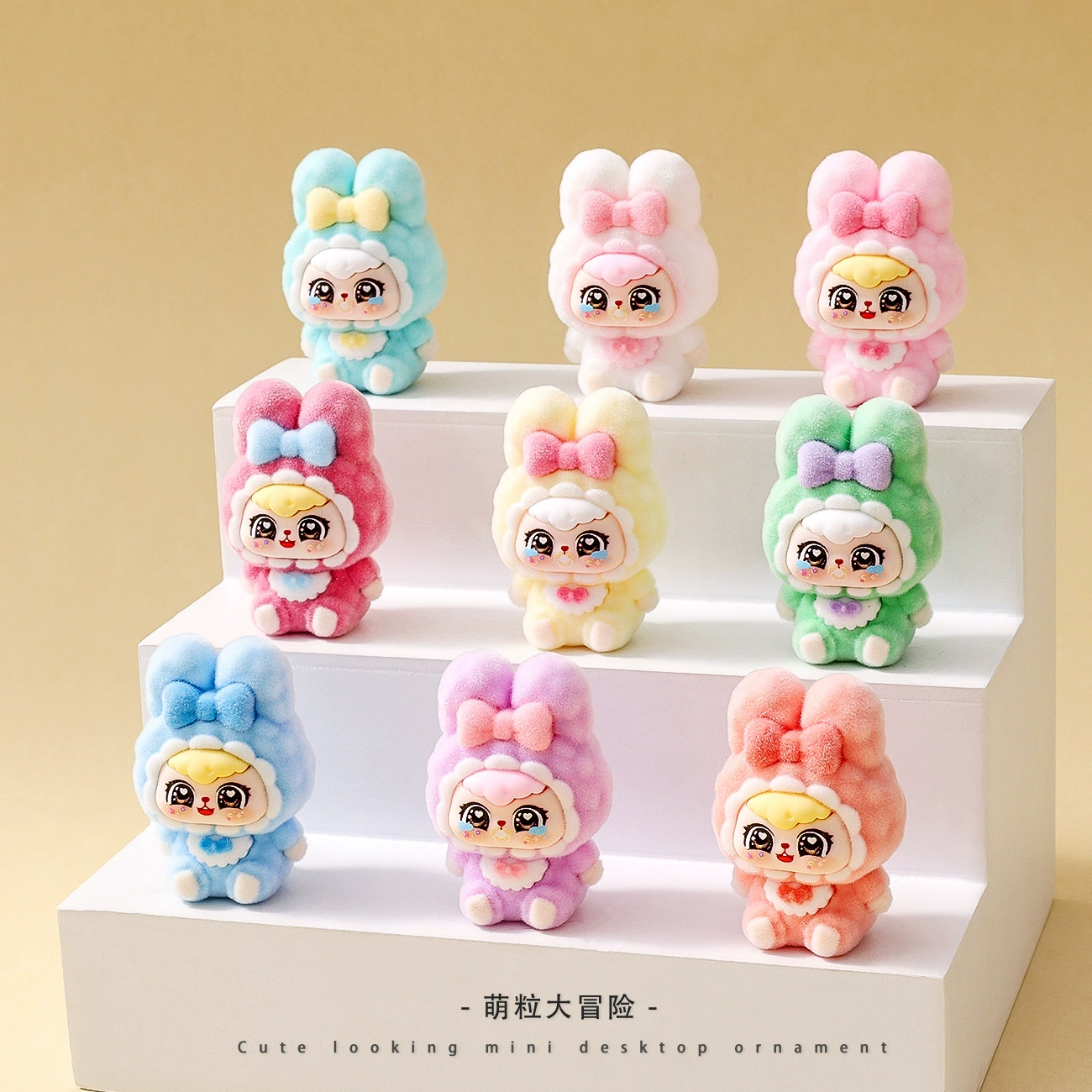 Флокированный бантик с кроликом, милые настольные украшения, брелок, аксессуары, украшения для рукоделия, украшения для входа