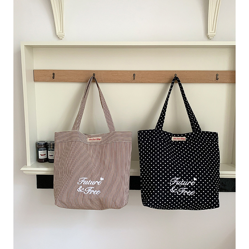 2025 High-End Versatile Style Single Shoulder Large Tote Bag Korean Style Striped Letter Bag 2025 High-End Versatile Style Single Shoulder Large Tote Bag Korean Style Striped Letter Bag