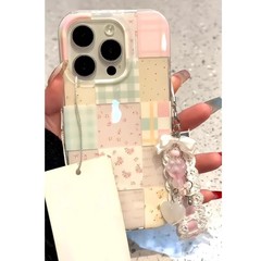 韓国系砕花ステッチ格子縞スタンド16promax携帯ケースはiphone15 pro二重14 pro13を適用している