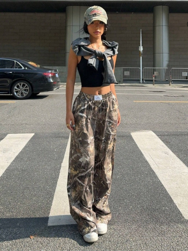 K 14522 Camo straight wide leg joggers camouflage straight wide leg sports pants K 14522 Camo straight wide leg joggers camouflage straight wide leg sports pants