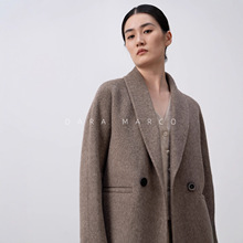 「阿尔巴卡Alpaca」轻奢羊驼绒青果领茧型长款双面呢气质大衣女冬
