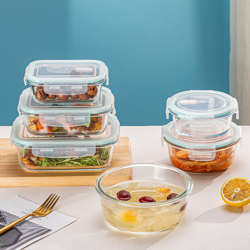 Al por mayor una caja de almuerzo de vidrio, tazón de preservación, microondas, tazón de calentamiento, caja de frutas, aislamiento térmico portátil