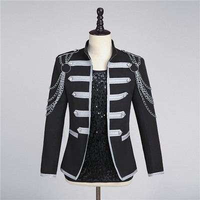 Men jazz dance costumes singers band concert performance jacket male singer night club bar punk rock style stage performance clothing banquet guests dress coats