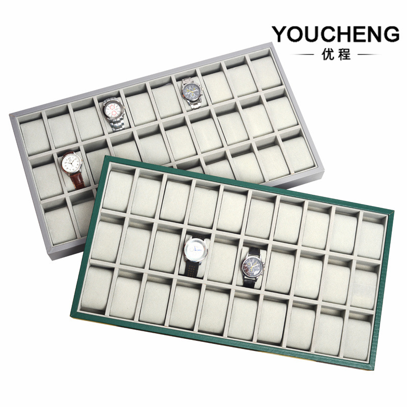 现货批发pu手表盘6格12格24格30位手表展示盘柜台手表收纳摆放盘