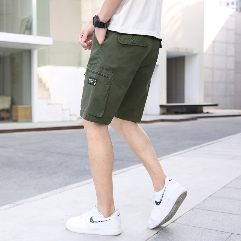 2022 verano Comercio exterior estilo coreano recortado pantalones cortos hombres rectos multi-Bolsa de ropa de trabajo cortos ins moda de los hombres jóvenes pantalones Casuales
