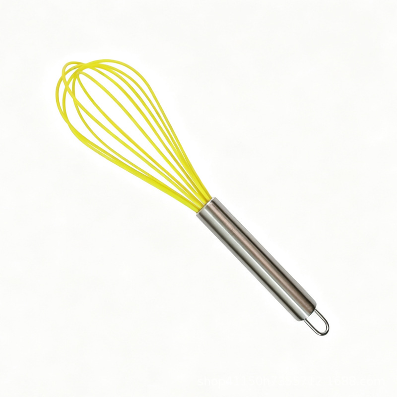 Batidor de huevos de silicona manual de acero inoxidable crema dispensador de mano licuadora mini herramienta de horneado casera colorida image 18