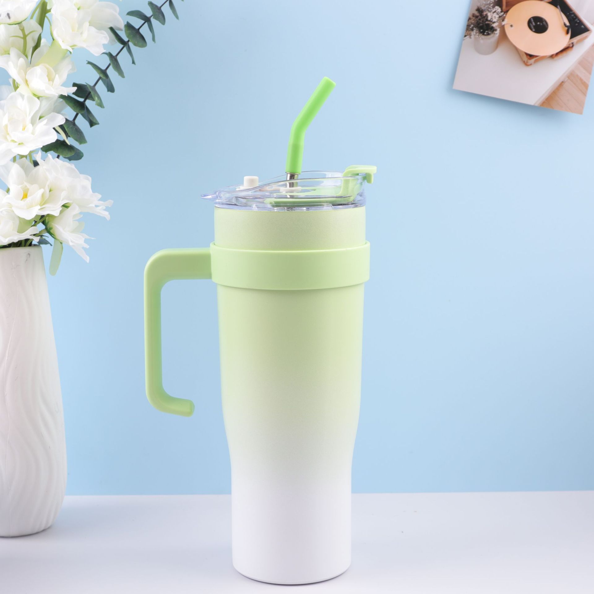 Popular Big Mac taza de café 304 de acero inoxidable taza de vacío mango coche de alta calidad de gran capacidad de paja taza de agua