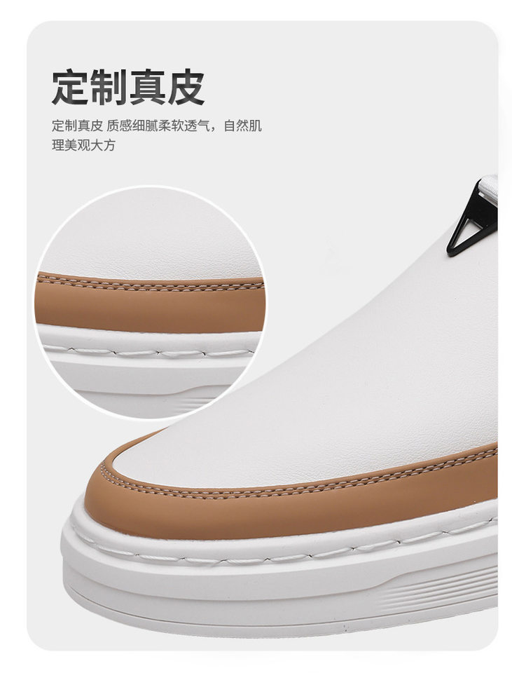 Giày sneaker nam cổ thấp dáng giày ván, mũi tròn, dây buộc, mặt da mềm — GX367 màu trắng, GX367 màu đen chi tiết 4