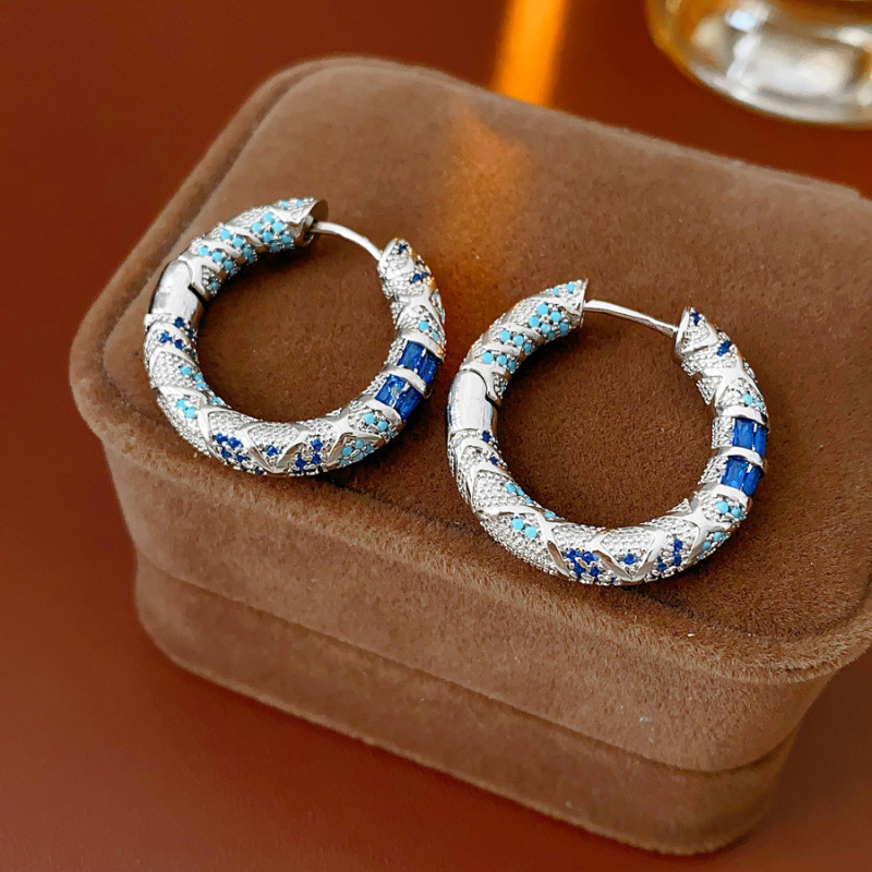 Oreja abrochada - plata - azul